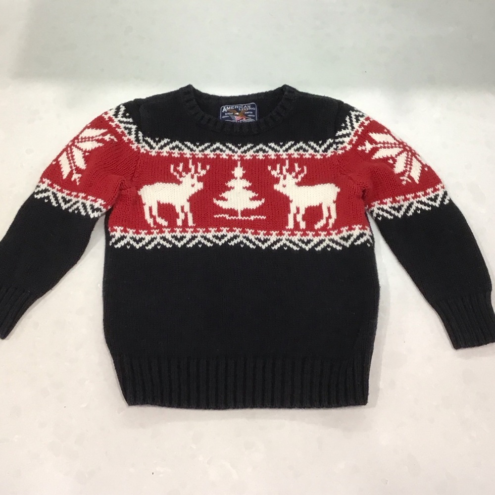 American Living Black and Red Reindeer Sweater